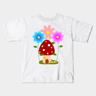 Monarch Caterpillar's Mushroom Home Kids T-Shirt